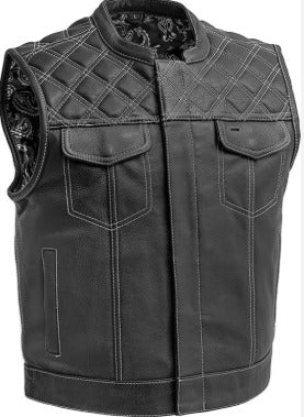 SVAROG England DIAMOND LEATHER VEST / CUT - Phoenix 212 Clothing