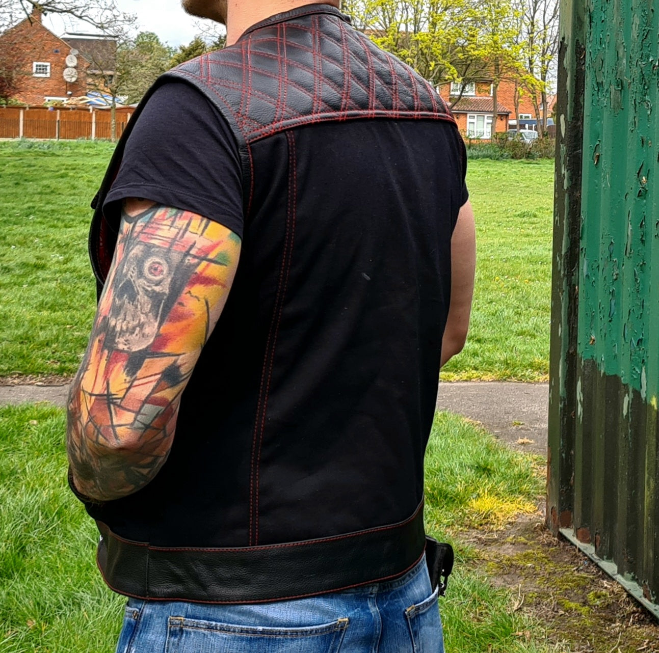 SVAROG England DIAMOND LEATHER/Denim VEST / CUT - Phoenix 212 Clothing