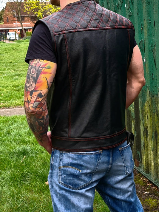 SVAROG England DIAMOND LEATHER VEST / CUT - Phoenix 212 Clothing