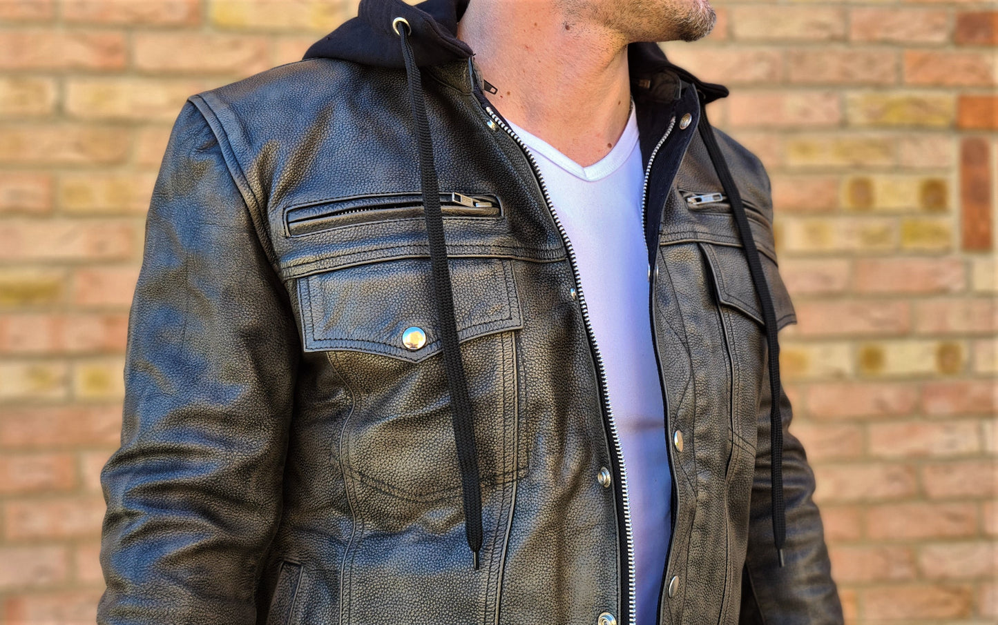 SVAROG England Hooded Leather Jacket