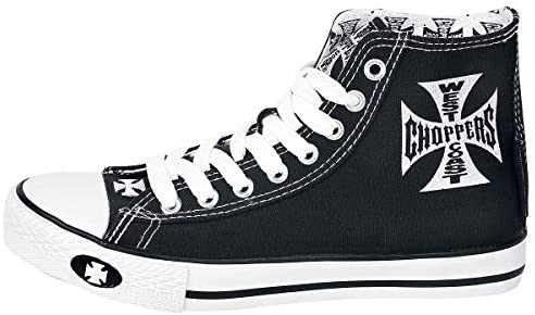 West Coast Choppers Iron Cross Men Sneakers High Black-White, - Phoenix 212 Clothing