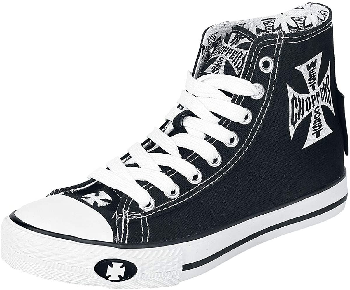 West Coast Choppers Iron Cross Men Sneakers High Black-White, - Phoenix 212 Clothing