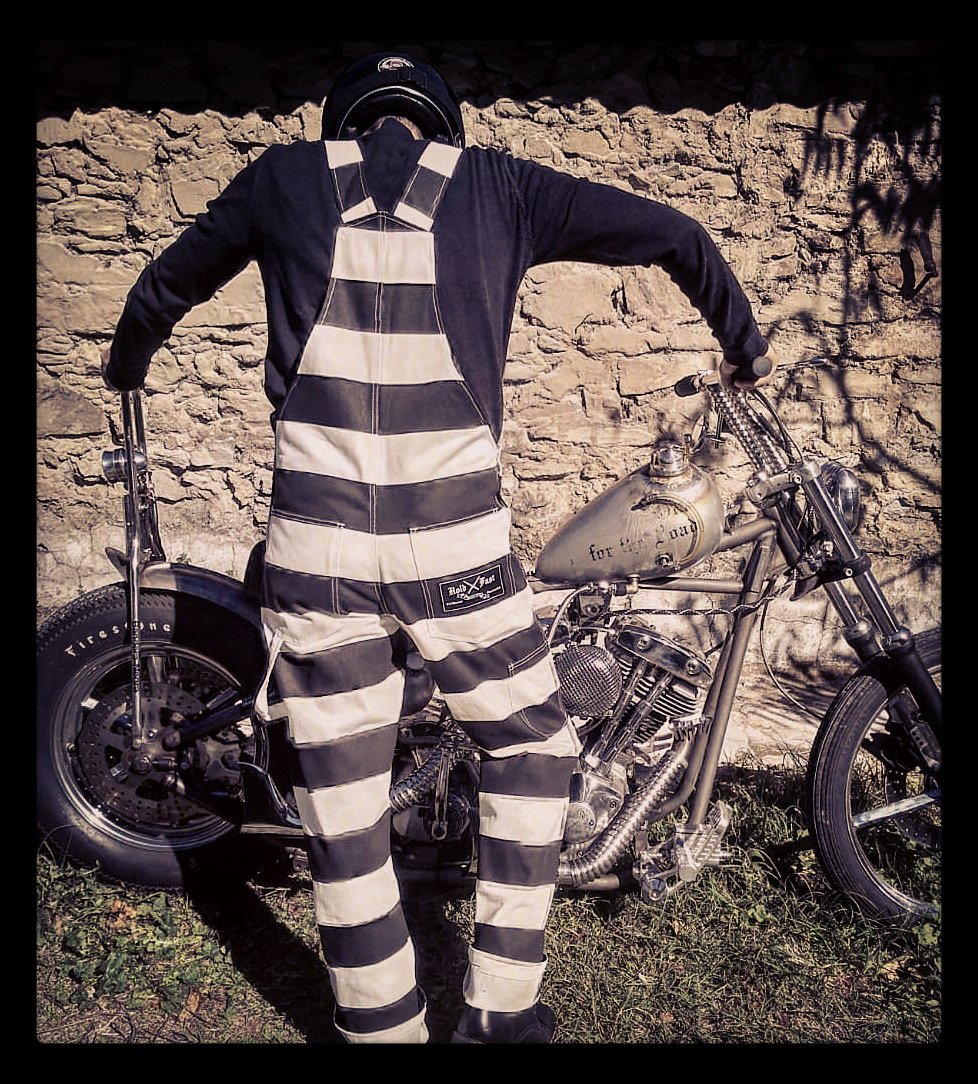 Hold Fast Prisoner Outlaw Biker Motorcycle Japanese BIB 16oz Prison Pants