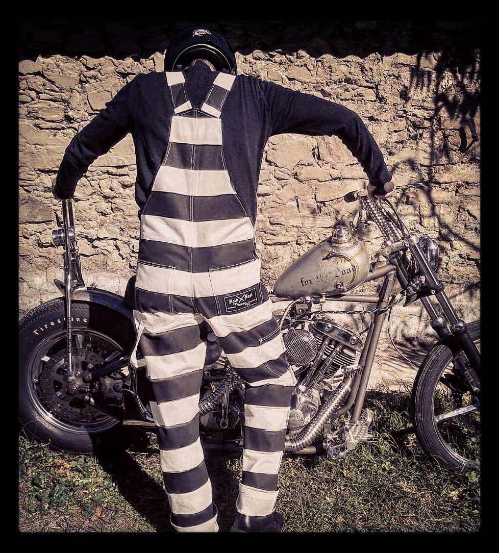 Hold Fast Prisoner Outlaw Biker Motorcycle Japanese BIB 16oz Prison Pants 