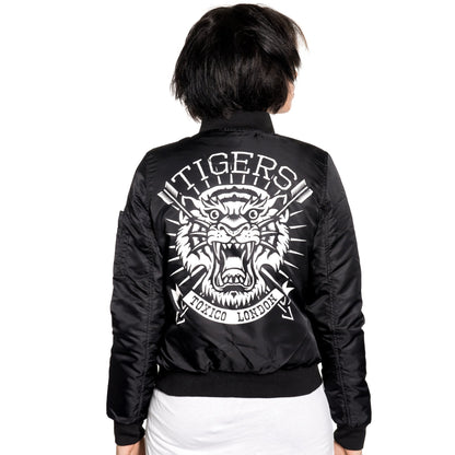 Toxico Womens Goth Rocker Biker Alternative Punk Metal Tigers Flight Jacket - Phoenix 212 Clothing