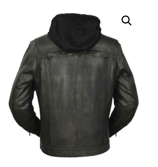 SVAROG England Hooded Leather Jacket