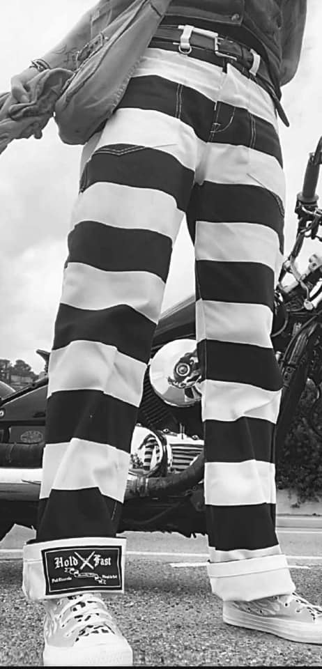 Hold Fast Vintage Denim Womens Old School Biker Motorcycle Japanese Style Prisoner Pants