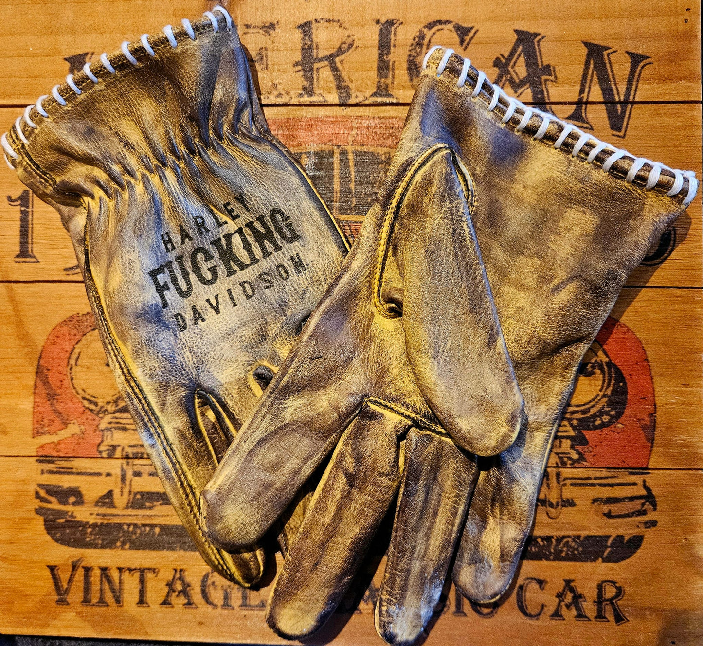 Leather Gloves "Johny`s greasy hands". It`s more waxed and polished than you girlfriend`s kitty