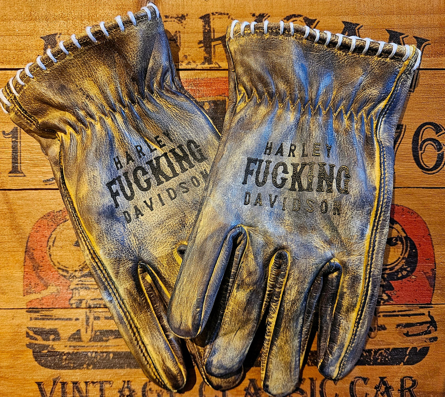 Leather Gloves "Johny`s greasy hands". It`s more waxed and polished than you girlfriend`s kitty