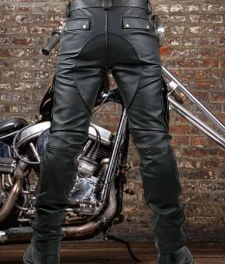 Svarog Leather Biker Cargo Pants Black