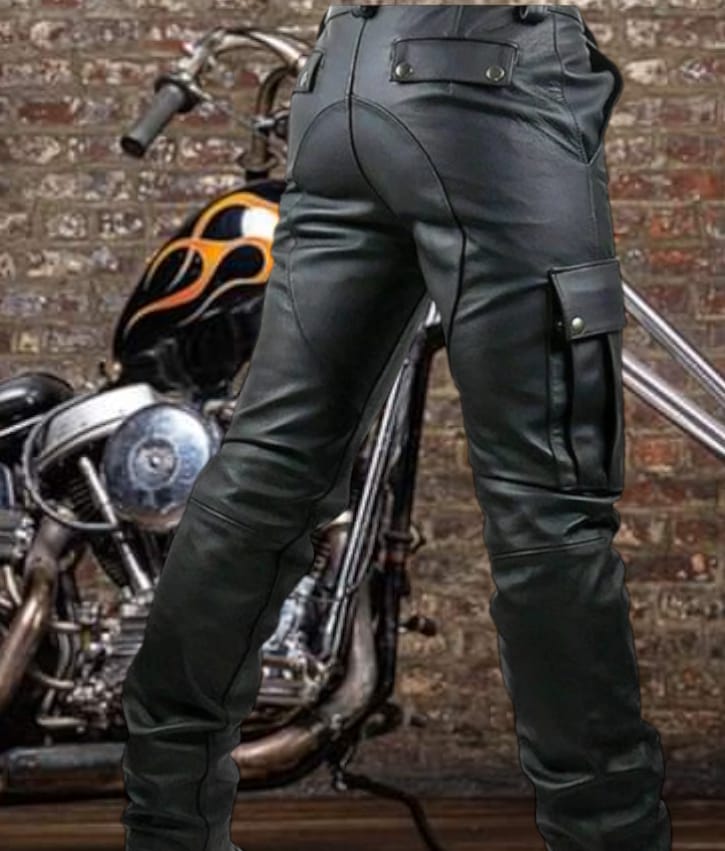 Svarog Leather Biker Cargo Pants Black