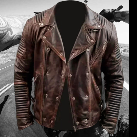 SVAROG England Brown Distressed Leather Jacket