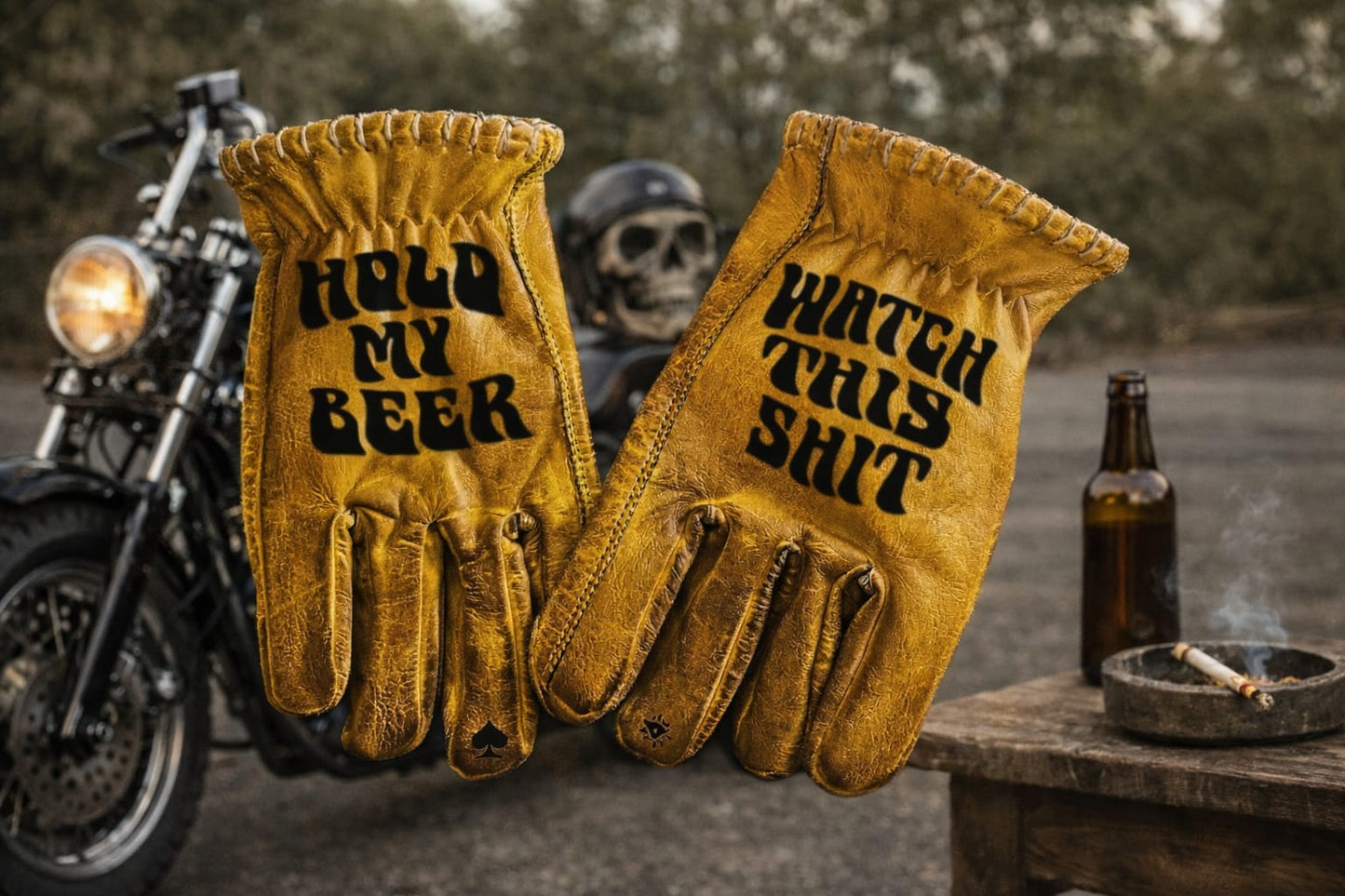 Leather Gloves "Hold my beer" - Phoenix 212 Clothing