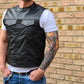 Black Collarless Cudora Vest "One Eyed Jack"