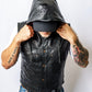 SVAROG Skull Black Leather Cut / Vest with removable hood