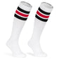 Skatersocks 22 Inch Knee High Tube Socks white / Black and red striped - Phoenix 212 Clothing