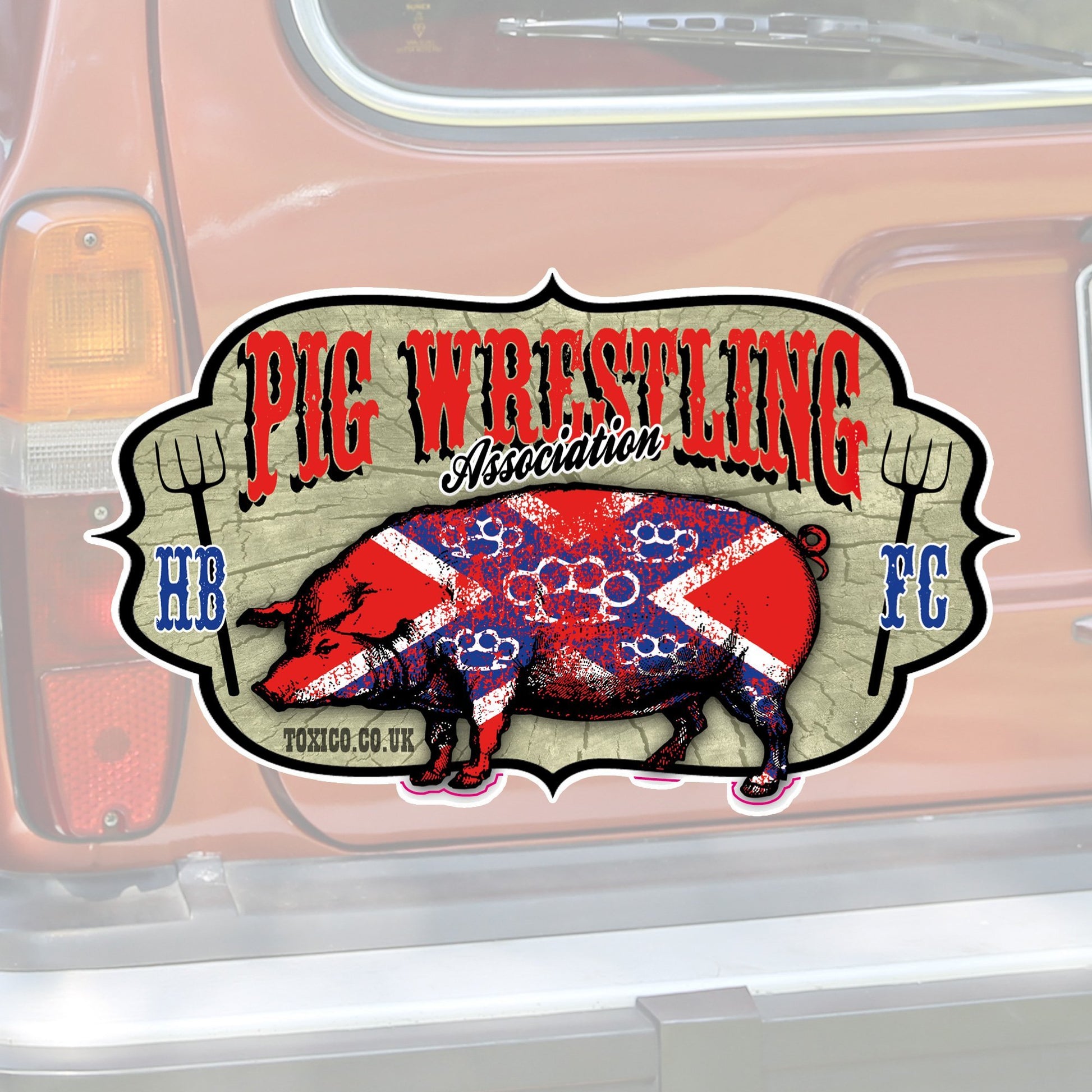 Pig Wrestling Sticker - Phoenix 212 Clothing