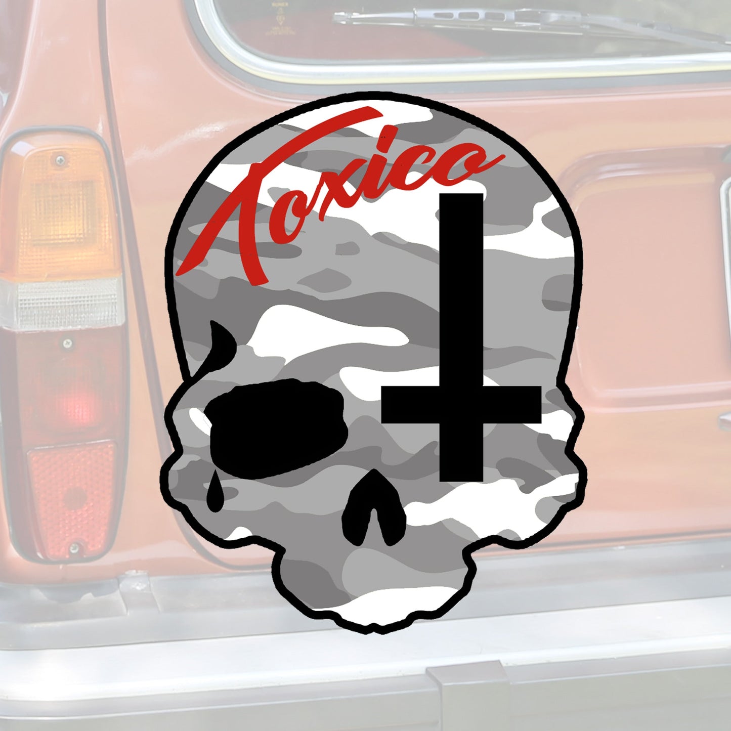 Skull Cross Camo Sticker