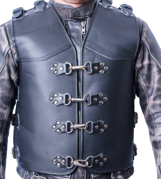 SVAROG Heavy Duty 4-7 MM Thick Buffalo Leather Motorcycle Club Vest “INVADER” - Phoenix 212 Clothing