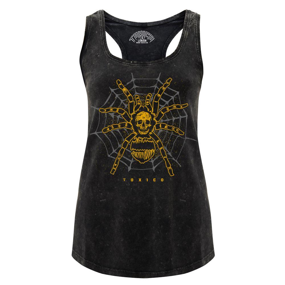 Toxico Womens Goth Rocker Biker Alternative Punk Metal Tarantula Racerback Vest T-Shirt - Phoenix 212 Clothing