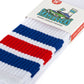 Skatersocks 22 Inch Knee High Tube Socks white / Royal blue and red striped - Phoenix 212 Clothing